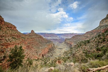 Gorge of the Grand Canyon, view from Bright Angel Trail, eroded rock landscape, South Rim, Grand Canyon National Park, Arizona, USA, North America