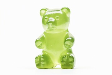 Green gummbear sweet on white background. KI generiert, generiert, AI generated