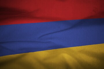 Ruffled Flag of Armenia Blowing in Wind