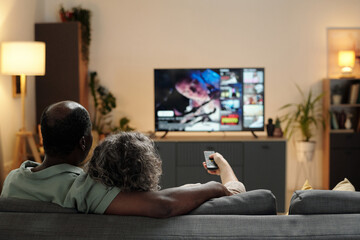 Watching Television Together in Cozy Living Room