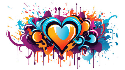 Vibrant Colorful Graffiti Heart Design Abstract Love Concept Urban Art Style Grunge Texture Splashes Trendy Wallpaper Creative Background