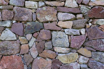 Drystone wall, stones in different colours and sizes