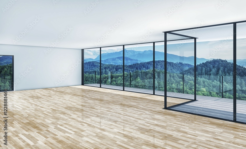 Poster 3d rendering of a empty room