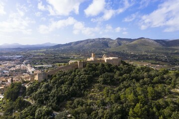 Obraz premium Drone shot, Castell de Capdepera, Capdepera, Majorca, Balearic Islands, Spain, Europe