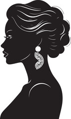 Woman head with her hair style black and white illustration logo vector.