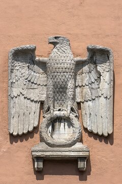 German Imperial Eagle on facade, Oberfinanzpr&auml;sidium, Munich, Bavaria, Germany, Europe
