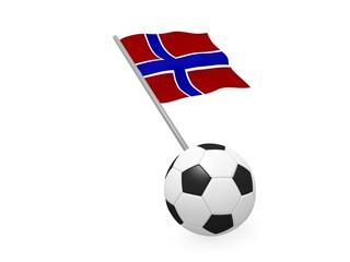 Obraz premium Soccer ball with the flag of Norway, soccer championship concept 3d rendering
