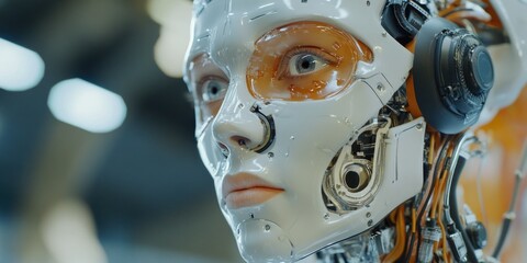 Fototapeta premium Futuristic Robotics: The Advanced Face of Artificial Intelligence