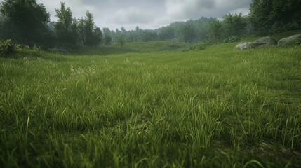 Obraz premium Thick and healthy grass texture, rich in green tones, offering a clean and vibrant natural aesthetic.