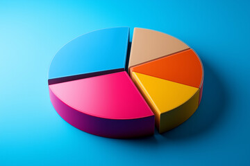 Vibrant 3D Pie Chart Data Visualization on Blue