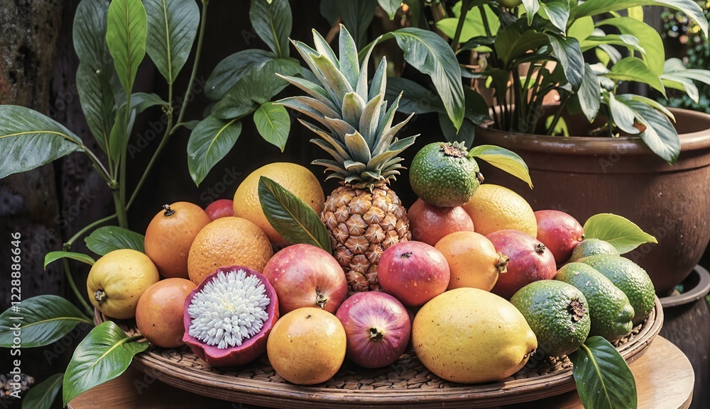 Aufkleber a table full of fruit including apples, oranges, and lemons. the fruit is arranged in a way that mak