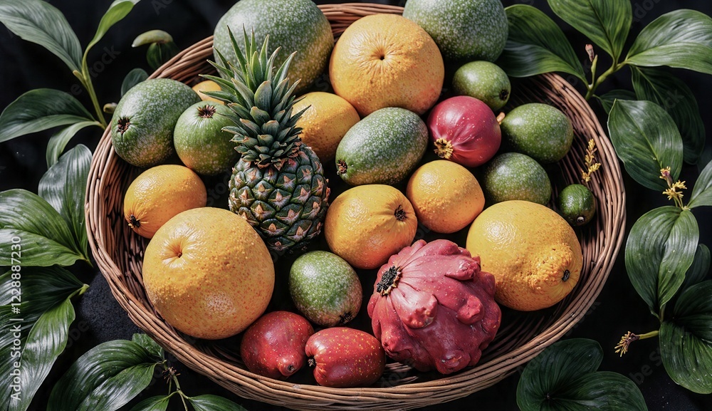 Aufkleber a table full of fruit including apples, oranges, and lemons. the fruit is arranged in a way that mak