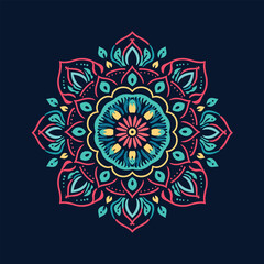 Sophisticated Mandala with Golden Arabesque and Floral Embellishments