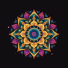 Sophisticated Mandala with Golden Arabesque and Floral Embellishments