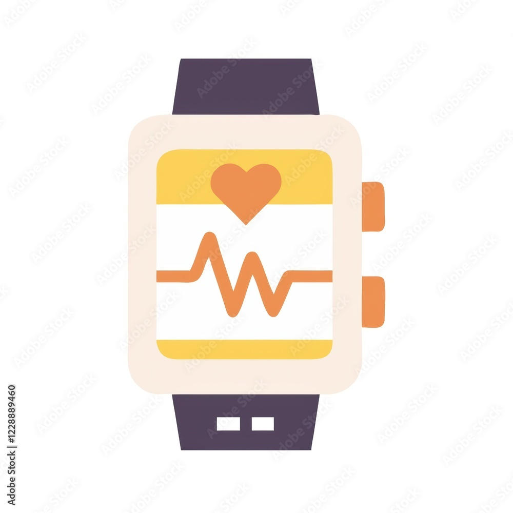 Poster a modern smartwatch displaying heart rate and health metrics with a sleek design.