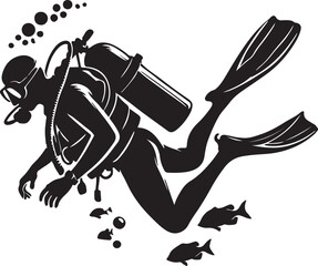 silhouette of a scuba diver