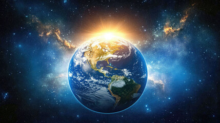 Fototapeta premium Breathtaking Sunrise Over Earth from Space