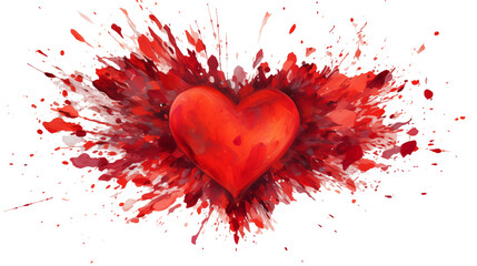Red Heart Exploding with Passionate Colors Valentines Day Love Romance Abstract Art Background