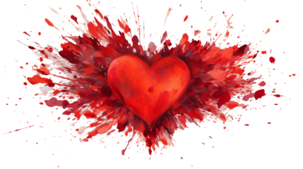 Red Heart Exploding with Passionate Colors Valentines Day Love Romance Abstract Art Background