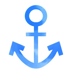 水彩風　青い碇イラスト