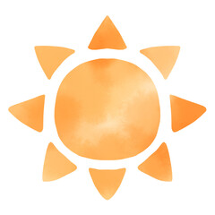 水彩風　オレンジ色の太陽