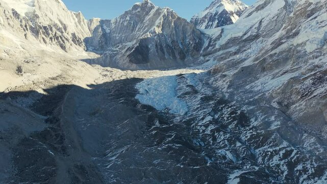 Stunning Aerial Views of the Khumbu Glacier and Icefall at Mount Everest - Drone 4K