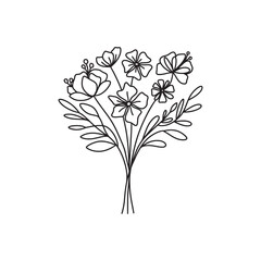Flower bouquet vector. Hand drawn flower. Flower line art bouquets