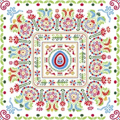 Seamless pattern design inspired by traditional Hungarian embroidery