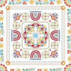 Seamless pattern design inspired by traditional Hungarian embroidery