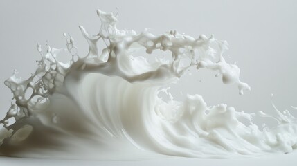 Fototapeta premium A bold and curling wave with white foam detailing, captured in stunning motion against a white backdrop.