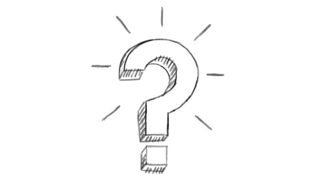 Animated question mark, white chalk section, ideal for compositing, use as a mask, ideal footage to represent the idea concept, icon