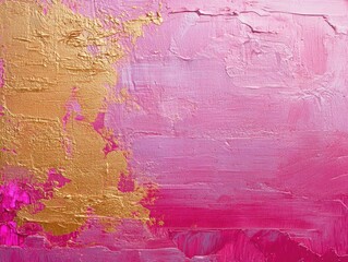 Naklejka premium Abstract Pink and Gold Art Painting