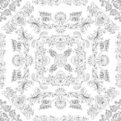 Hand drawn seamless floral pattern on a white background, vector textile template
