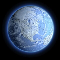 Exaggerated metaphor for the winter Earth, when all the continents are covered with snow
