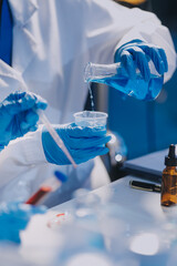 Microbiological research with a test tube and micropipette in close -up