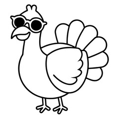  A chicken wearing vr goggles line art vector illustration
