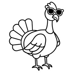  A chicken wearing vr goggles line art vector illustration