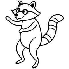 A raccoon doing the dab dance line art vector illustration 