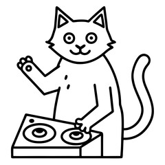 A cat doing at a party line art vector illustration 