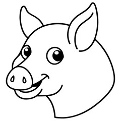 A pig with chocolate frosting on its nose line art vector illustration 