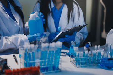 Microbiological research with a test tube and micropipette in close -up
