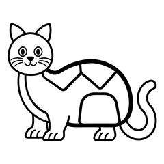 A caturtle a cat with a turtle shell line art vector illustration 