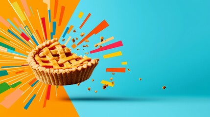 Colorful Celebration of National Pie Day with a Delicious Slice of Pie on Bright Background