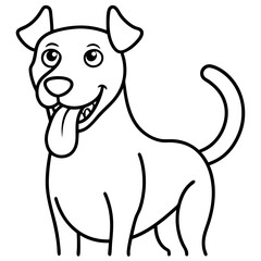 A dog with a goofy tongue out grin line art vector illustration 