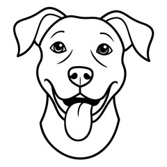 A dog with a goofy tongue out grin line art vector illustration 