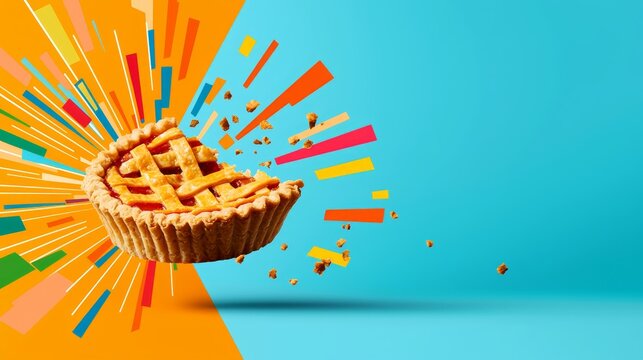Colorful Celebration of National Pie Day with a Delicious Slice of Pie on Bright Background