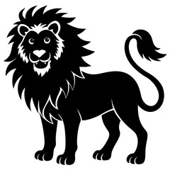 Obraz premium funny lion silhouette vector illustration