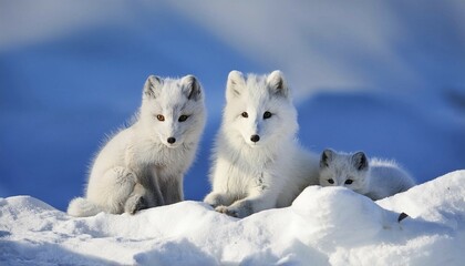 Two arctic foxes in the snow, Arctic fox, AI generated, Studio, AI generated