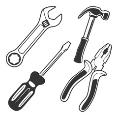 Repair and Maintenance Tools Silhouette Icons Set Collection