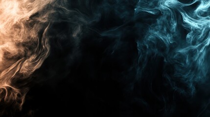 Abstract Swirling Smoke in Teal and Orange Hues